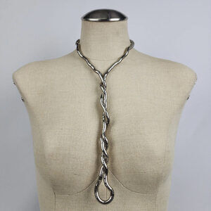 Vintage Silver Tone Breil Snake Necklace Bracelet